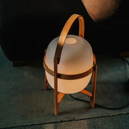 Modern Portable Lantern Glass Table Lamp White Shade LED Light