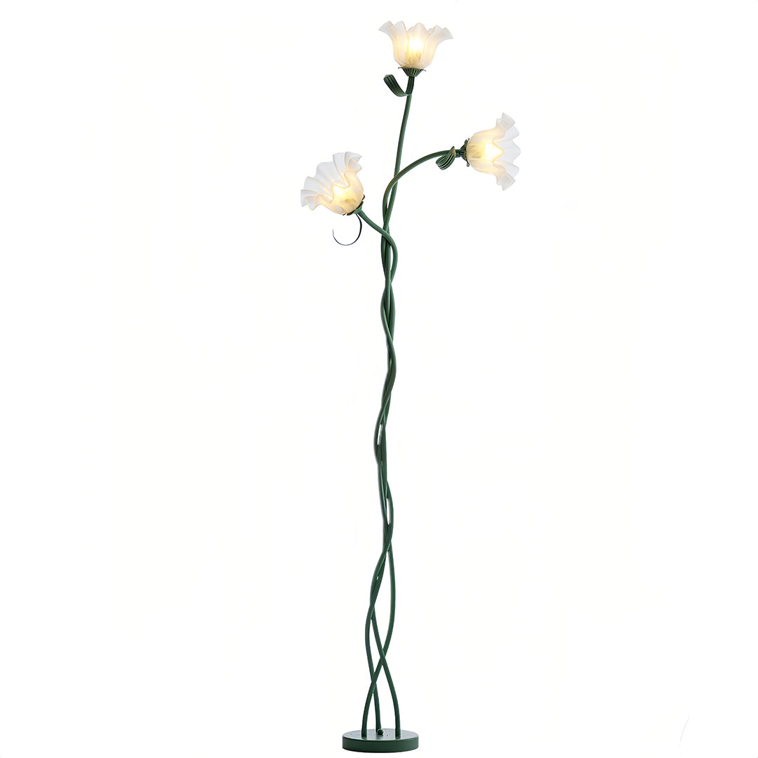 Floral Floor Lamp Three Head Glass LED French Country Elegant Home Lighting