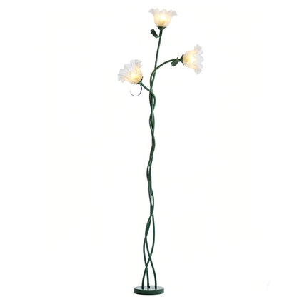 Floral Floor Lamp Three Head Glass LED French Country Elegant Home Lighting