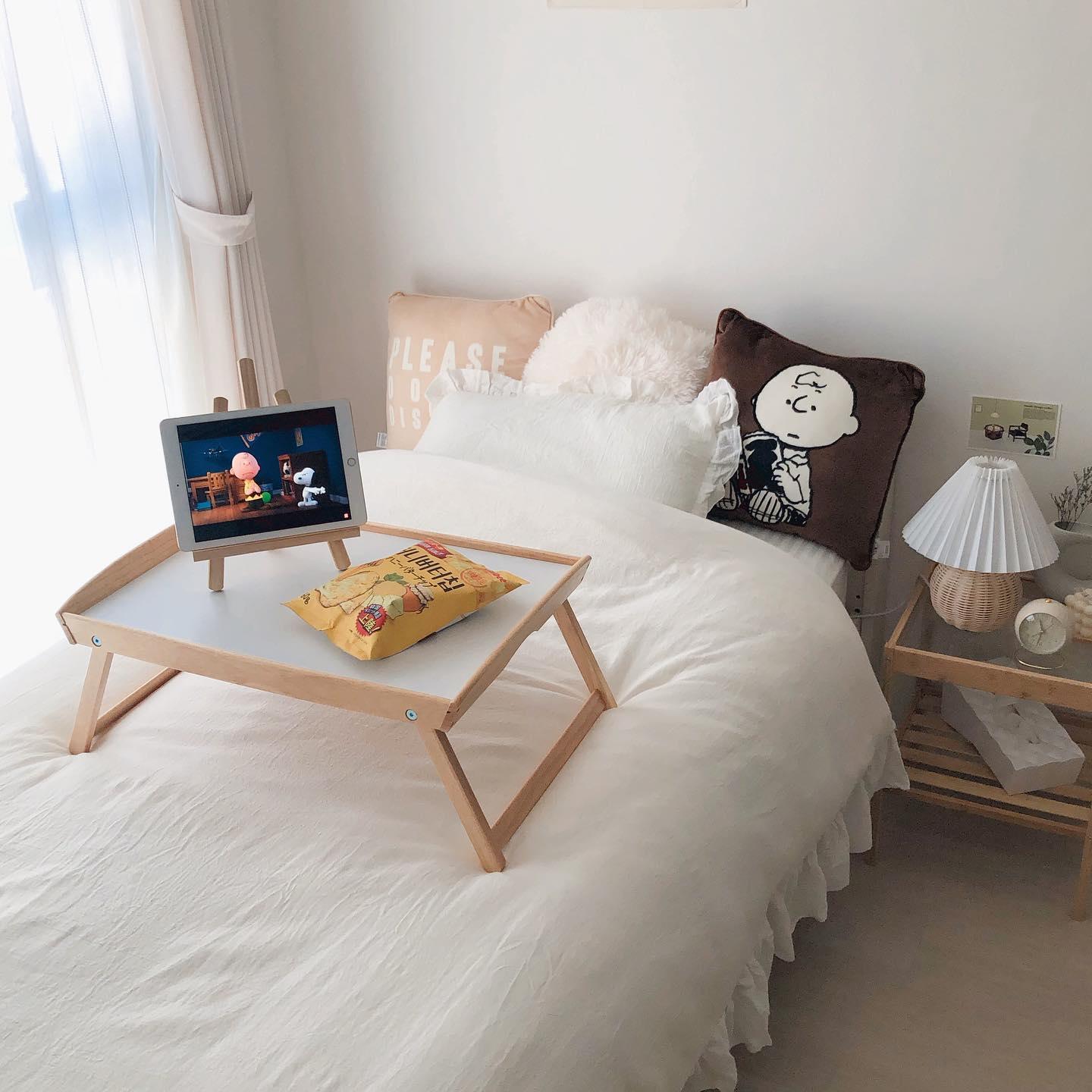 Rattan Pleated Table Lamp Natural LED White Shade Indoor Lighting