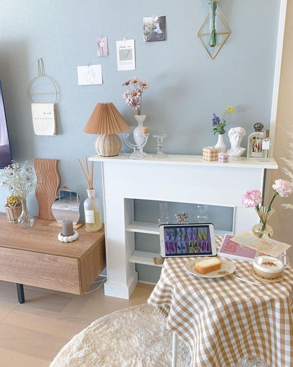 Rattan Pleated Table Lamp Natural LED White Shade Indoor Lighting