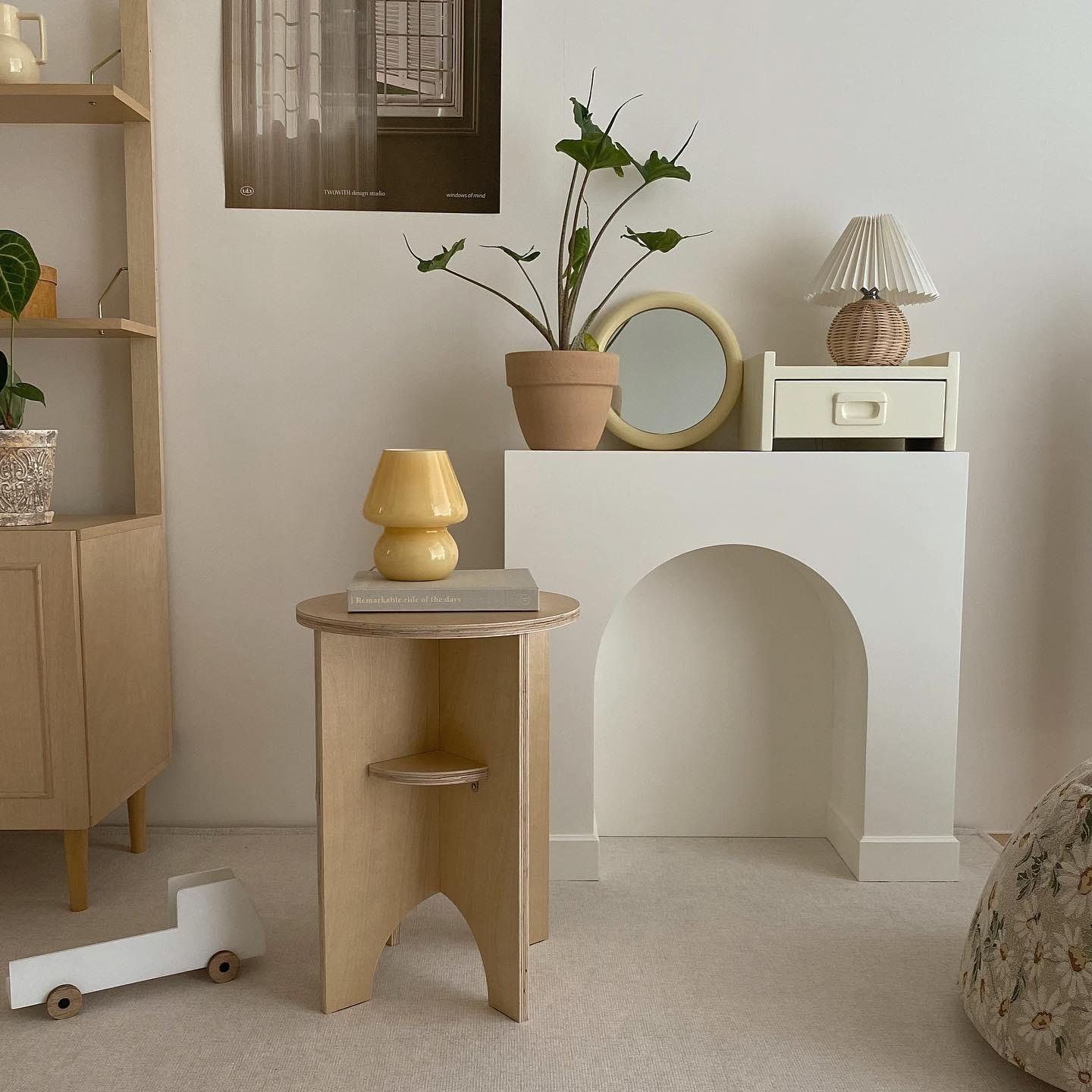 Rattan Pleated Table Lamp Natural LED White Shade Indoor Lighting