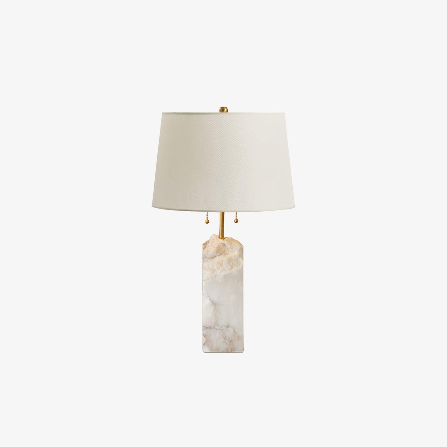 Raw Alabaster Table Lamp White Linen Gold LED Indoor Lighting