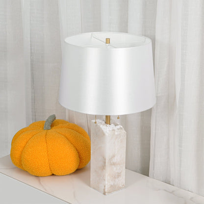 Raw Alabaster Table Lamp White Linen Gold LED Indoor Lighting