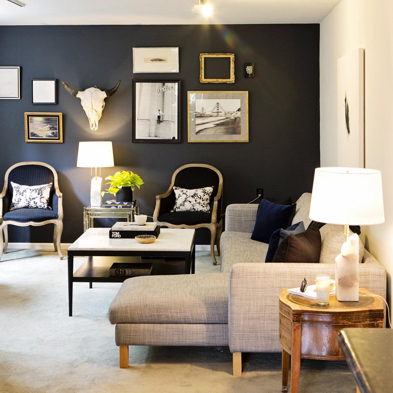 Raw Alabaster Table Lamp White Linen Gold LED Indoor Lighting