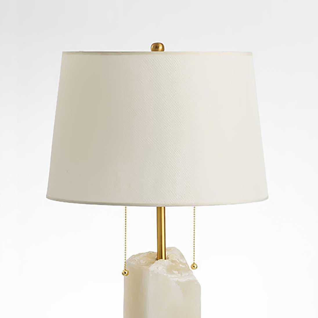 Raw Alabaster Table Lamp White Linen Gold LED Indoor Lighting