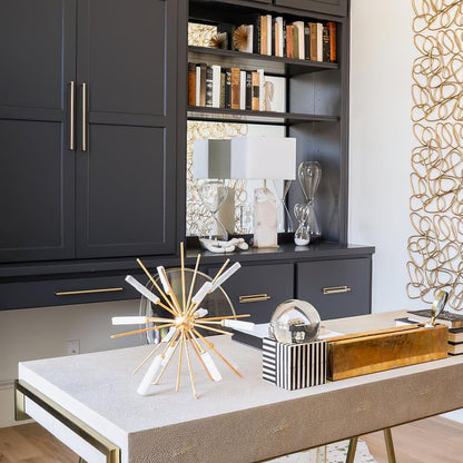 Raw Alabaster Table Lamp White Linen Gold LED Indoor Lighting