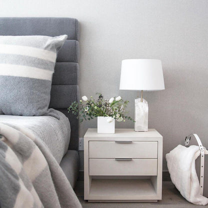 Raw Alabaster Table Lamp White Linen Gold LED Indoor Lighting