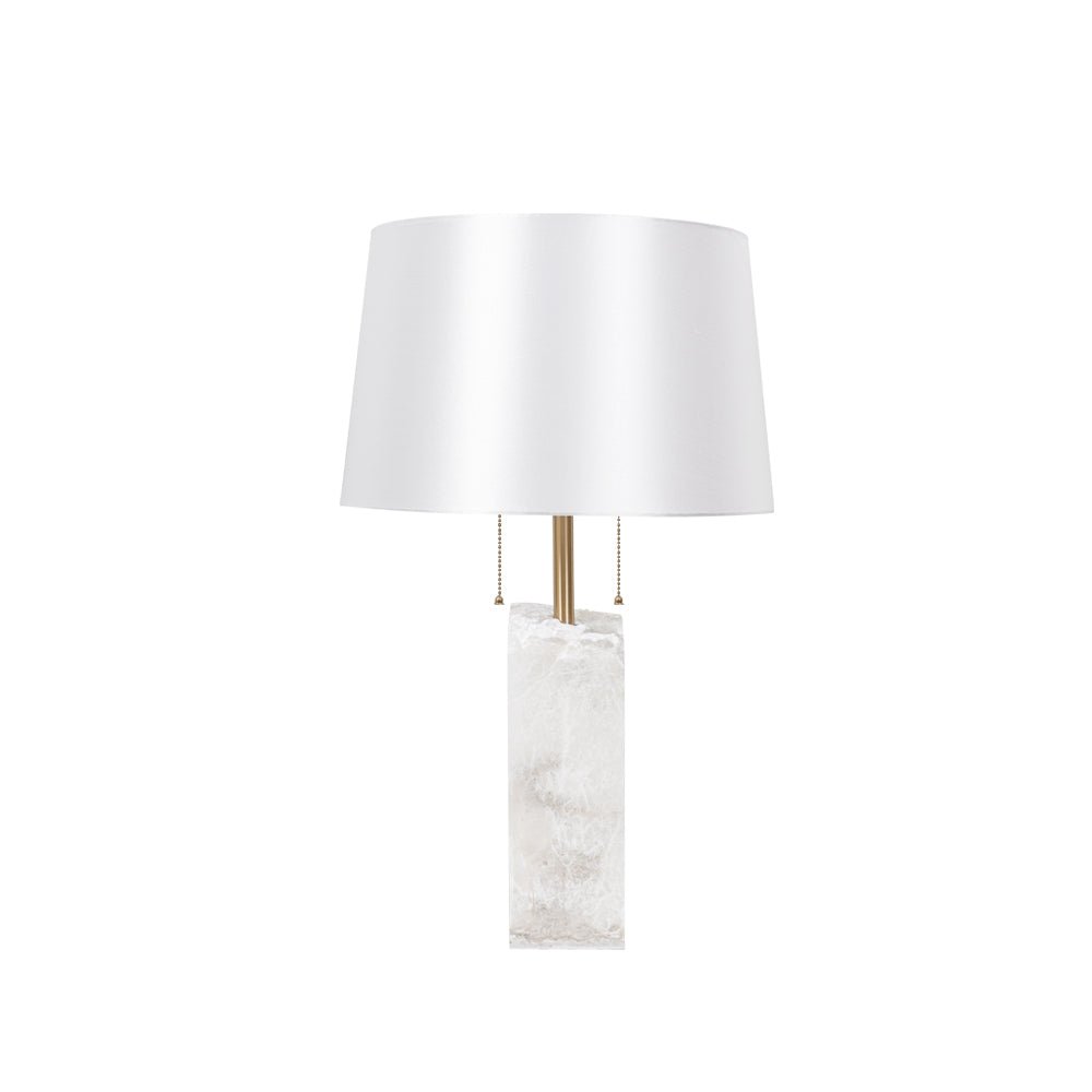 Raw Alabaster Table Lamp White Linen Gold LED Indoor Lighting