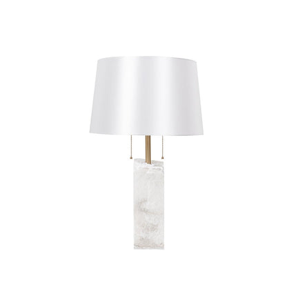 Raw Alabaster Table Lamp White Linen Gold LED Indoor Lighting