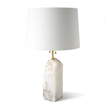 Raw Alabaster Table Lamp White Linen Gold LED Indoor Lighting