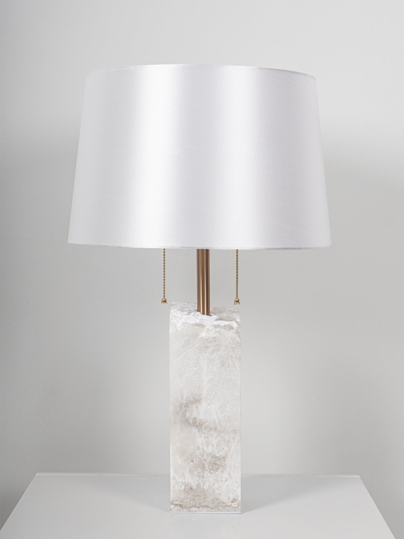 Raw Alabaster Table Lamp White Linen Gold LED Indoor Lighting