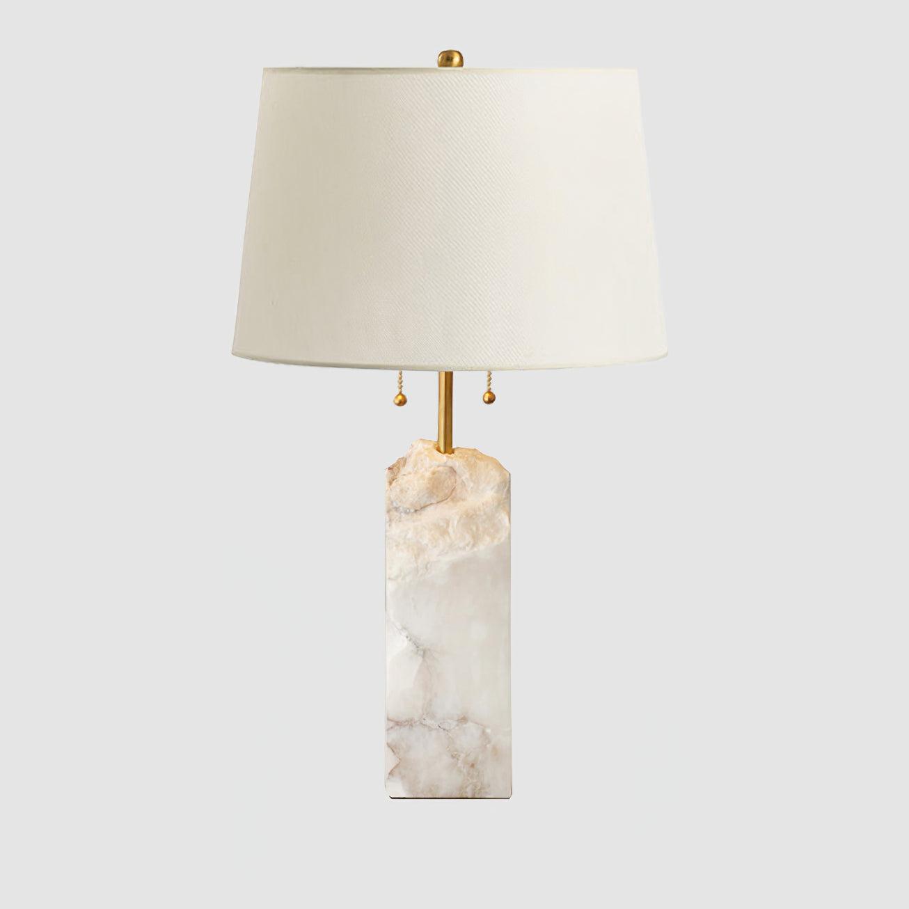 Raw Alabaster Table Lamp White Linen Gold LED Indoor Lighting