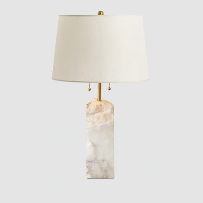 Raw Alabaster Table Lamp White Linen Gold LED Indoor Lighting
