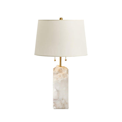 Raw Alabaster Table Lamp White Linen Gold LED Indoor Lighting