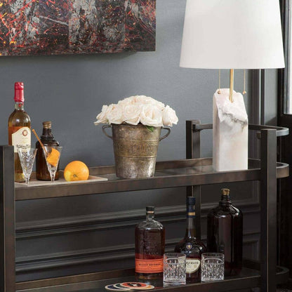 Raw Alabaster Table Lamp White Linen Gold LED Indoor Lighting