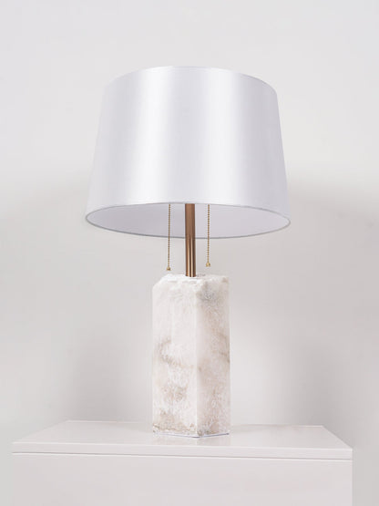 Raw Alabaster Table Lamp White Linen Gold LED Indoor Lighting