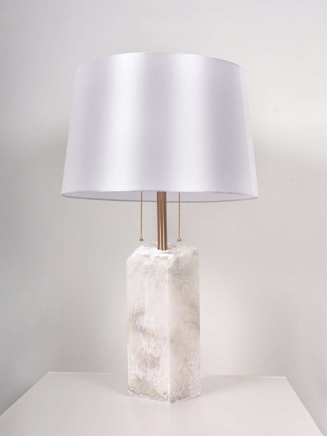 Raw Alabaster Table Lamp White Linen Gold LED Indoor Lighting