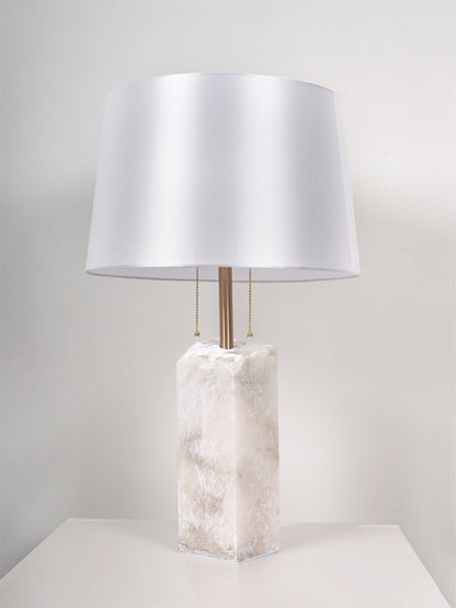 Raw Alabaster Table Lamp White Linen Gold LED Indoor Lighting