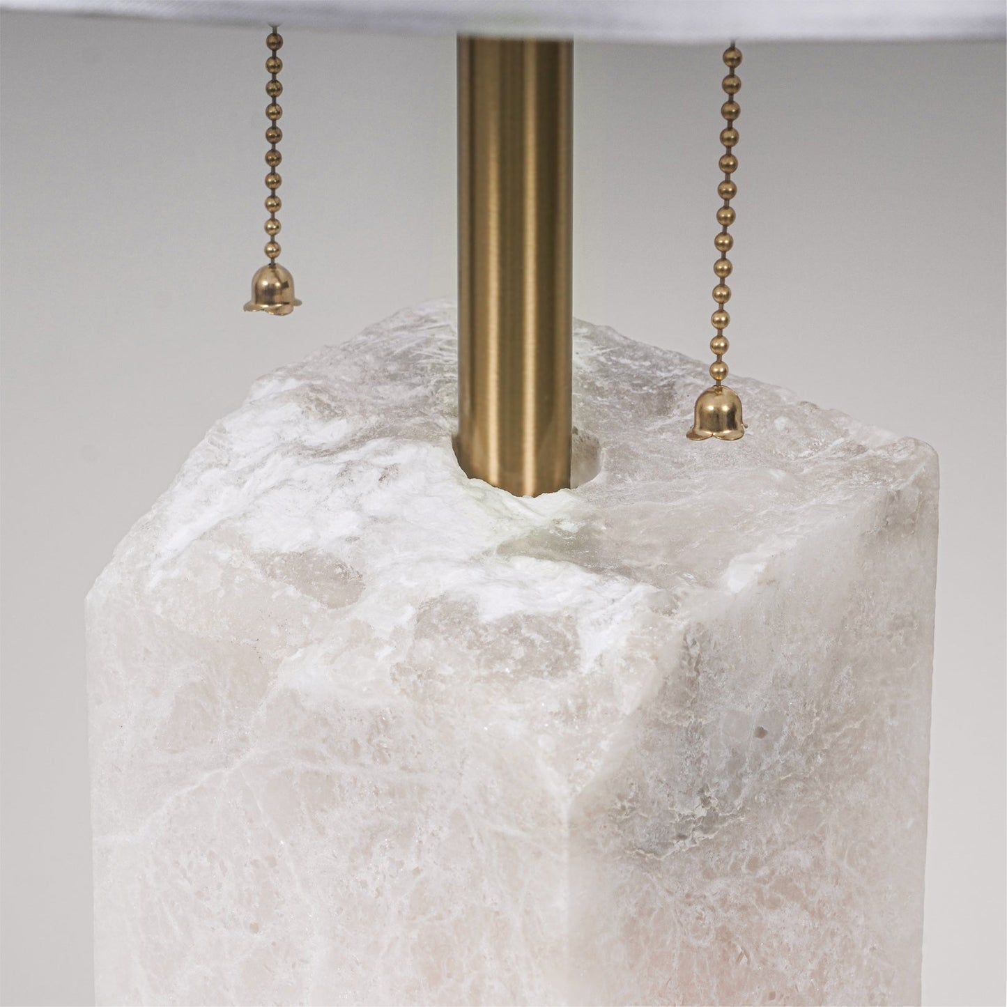 Raw Alabaster Table Lamp White Linen Gold LED Indoor Lighting