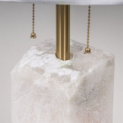 Raw Alabaster Table Lamp White Linen Gold LED Indoor Lighting