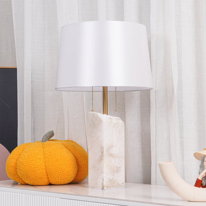Raw Alabaster Table Lamp White Linen Gold LED Indoor Lighting
