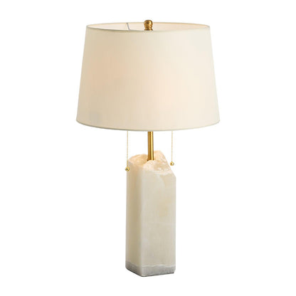 Raw Alabaster Table Lamp White Linen Gold LED Indoor Lighting