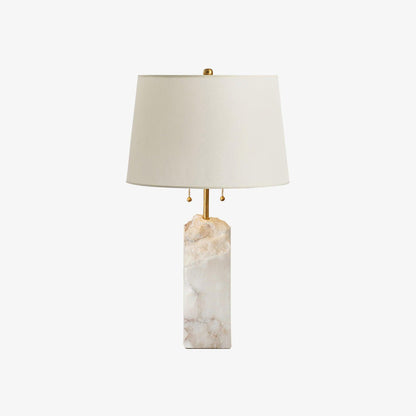 Raw Alabaster Table Lamp White Linen Gold LED Indoor Lighting