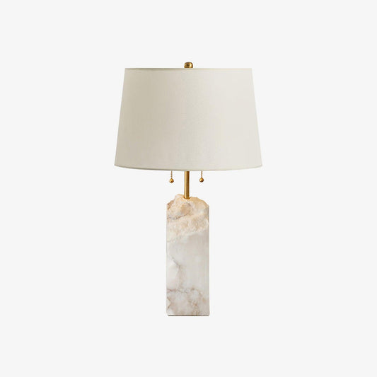 Raw Alabaster Table Lamp White Linen Gold LED Indoor Lighting