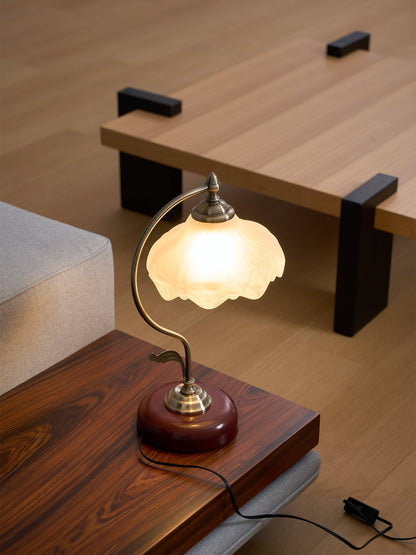 Vintage Laiton Table Lamp White Ceramic Gold Walnut LED Desk Lighting