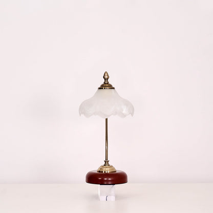 Vintage Laiton Table Lamp White Ceramic Gold Walnut LED Desk Lighting