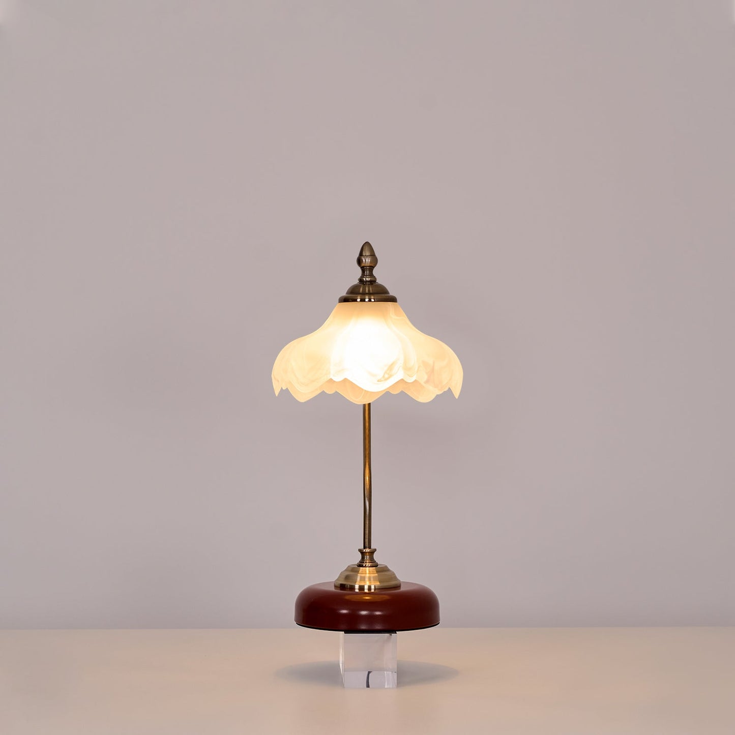 Vintage Laiton Table Lamp White Ceramic Gold Walnut LED Desk Lighting