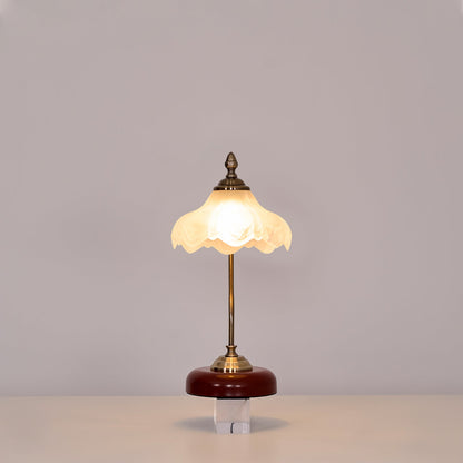Vintage Laiton Table Lamp White Ceramic Gold Walnut LED Desk Lighting
