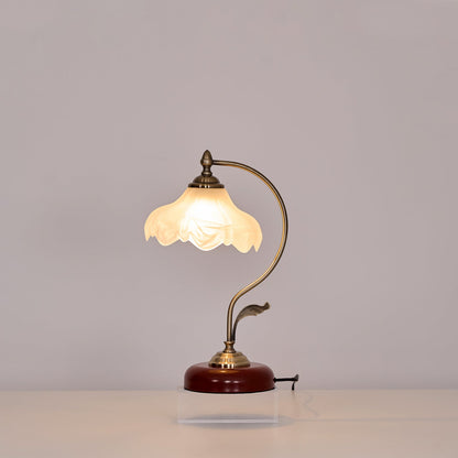 Vintage Laiton Table Lamp White Ceramic Gold Walnut LED Desk Lighting