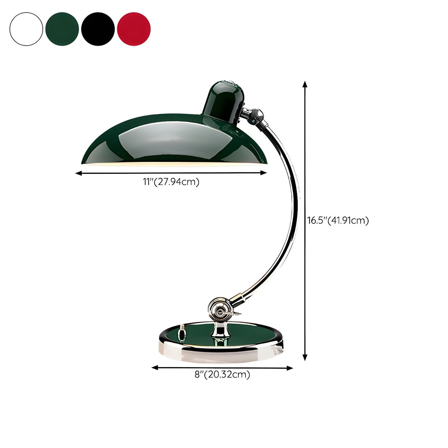 Retro Chrome Table Lamp – Curved Metal Desk Lamp with Frosted Globe Shade