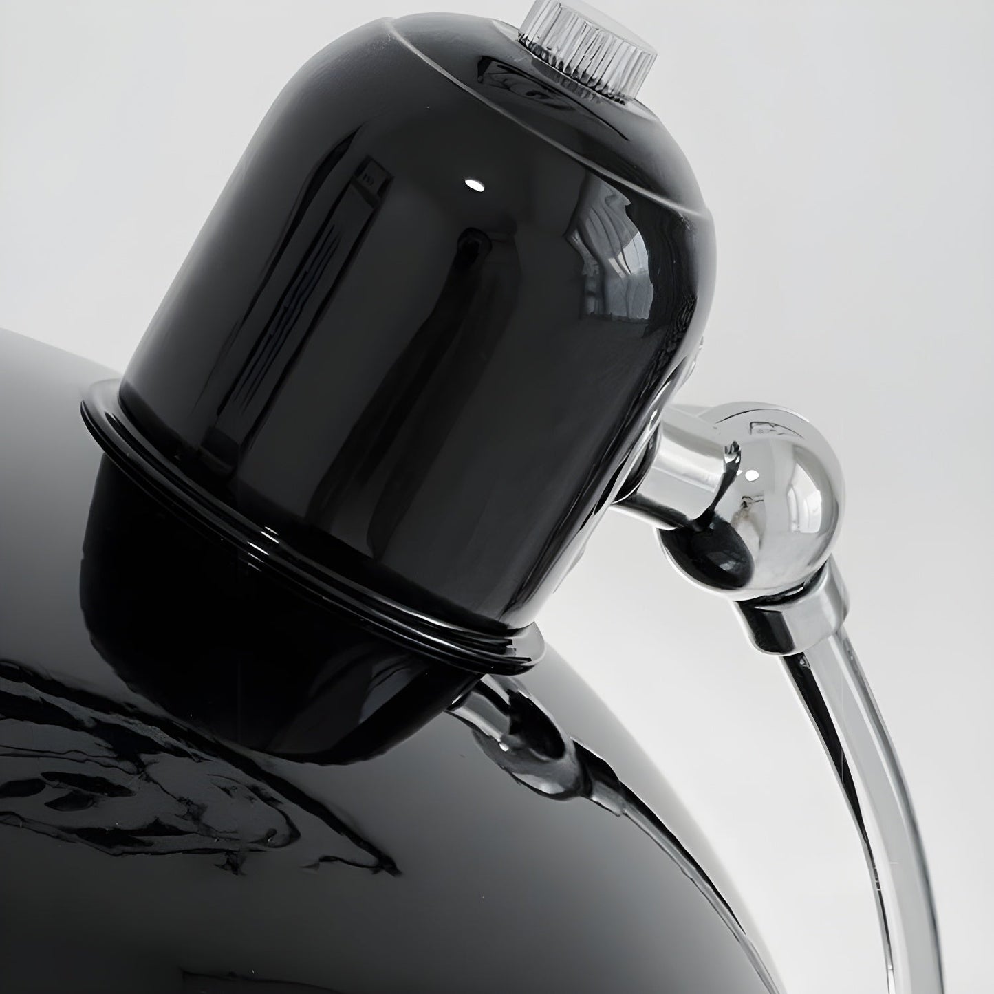 Retro Chrome Table Lamp – Curved Metal Desk Lamp with Frosted Globe Shade