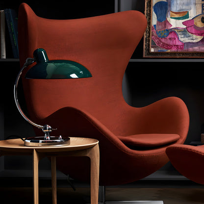 Retro Chrome Table Lamp – Curved Metal Desk Lamp with Frosted Globe Shade