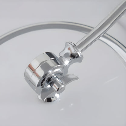 Retro Chrome Table Lamp – Curved Metal Desk Lamp with Frosted Globe Shade