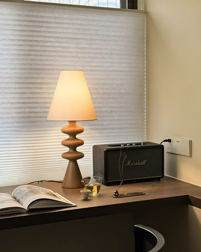 Ripple Table Lamp Walnut Wood Metal Fabric LED Desk Lamp