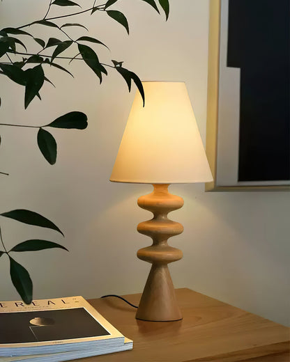 Ripple Table Lamp Walnut Wood Metal Fabric LED Desk Lamp