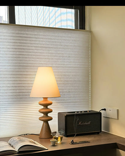 Ripple Table Lamp Walnut Wood Metal Fabric LED Desk Lamp