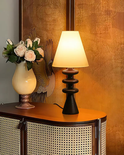 Ripple Table Lamp Walnut Wood Metal Fabric LED Desk Lamp