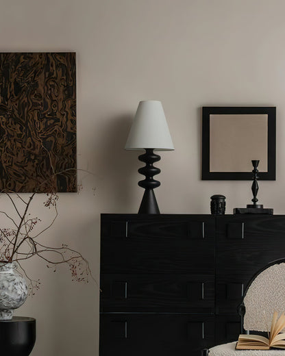 Ripple Table Lamp Walnut Wood Metal Fabric LED Desk Lamp