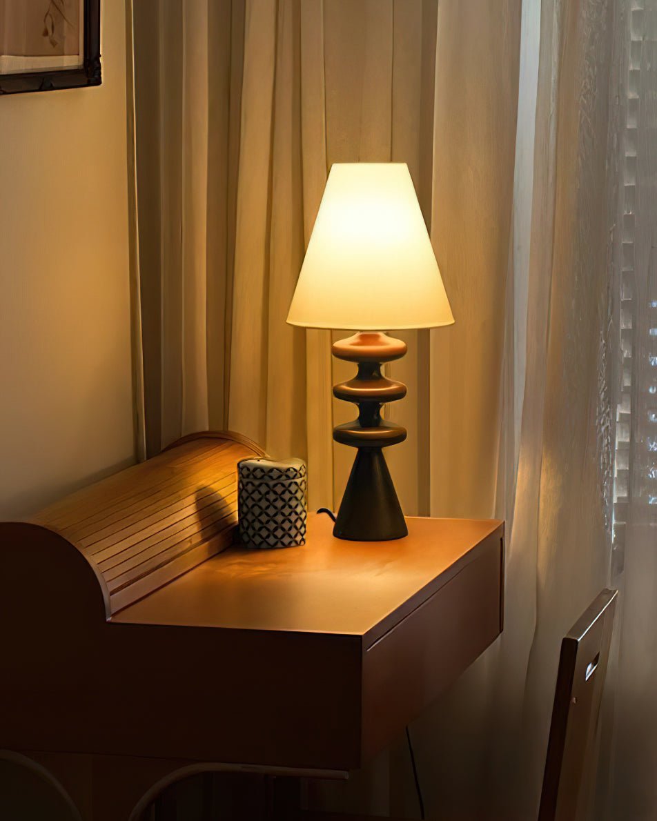 Ripple Table Lamp Walnut Wood Metal Fabric LED Desk Lamp