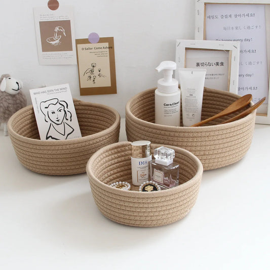 Round Desktop Storage Baskets Jewelry and Keys Organizer