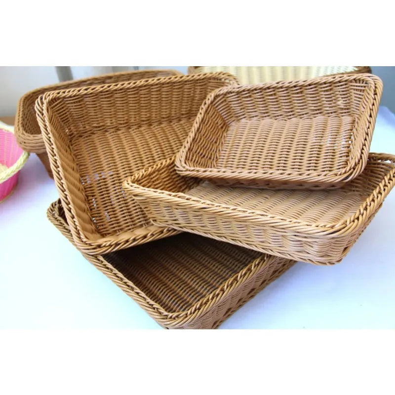 Handwoven Wicker Rectangular Storage Basket