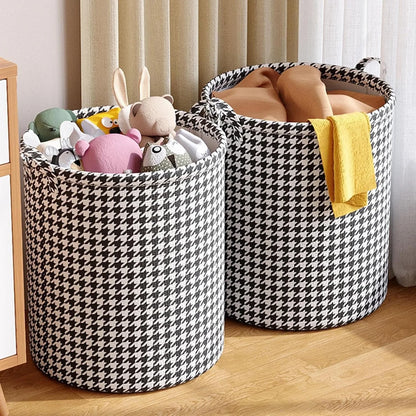 Houndstooth Laundry Basket With Handles Foldable Organizer