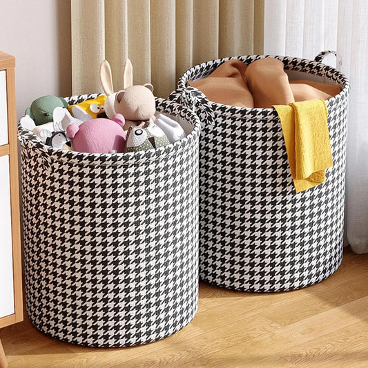 Houndstooth Laundry Basket With Handles Foldable Organizer