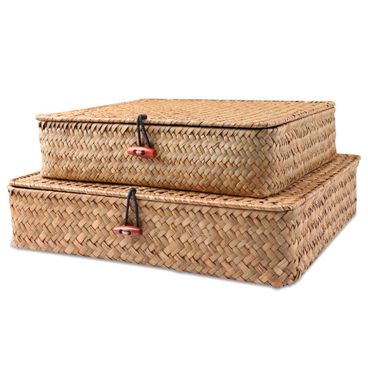 Seagrass with Lid Wicker Storage Woven Basket