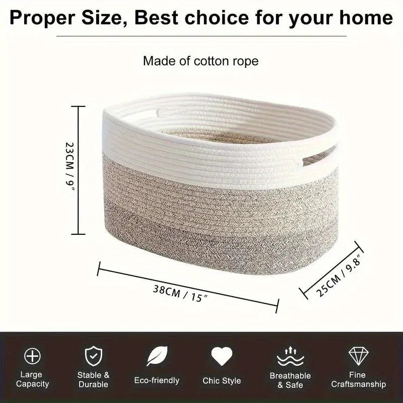 Cotton Rope Woven Storage Basket Bohemian Style